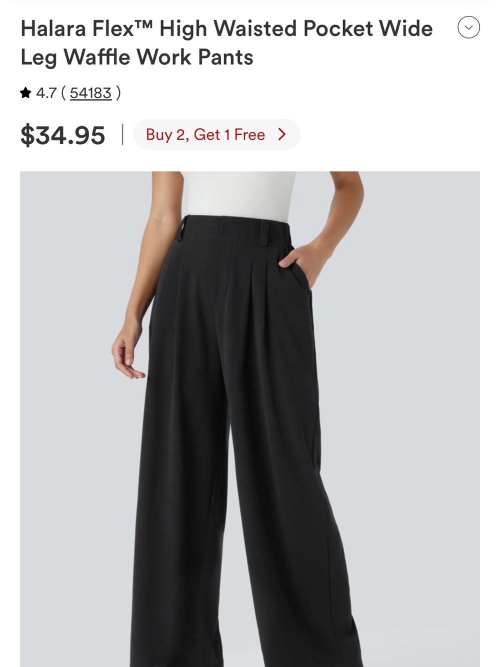 Halara Flex™ High Waisted Pocket Wide Leg Waffle Work Pants
- Black